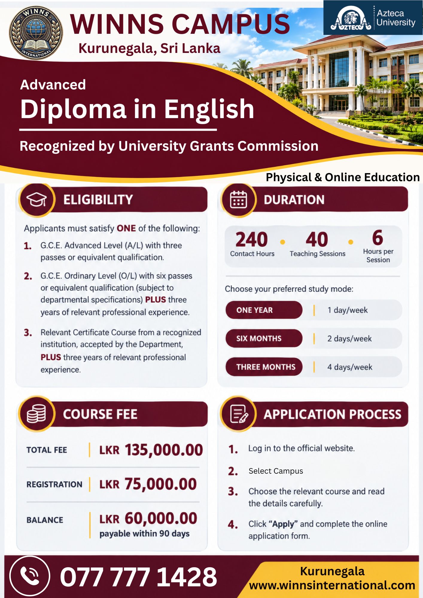 Diploma in English Language course poster